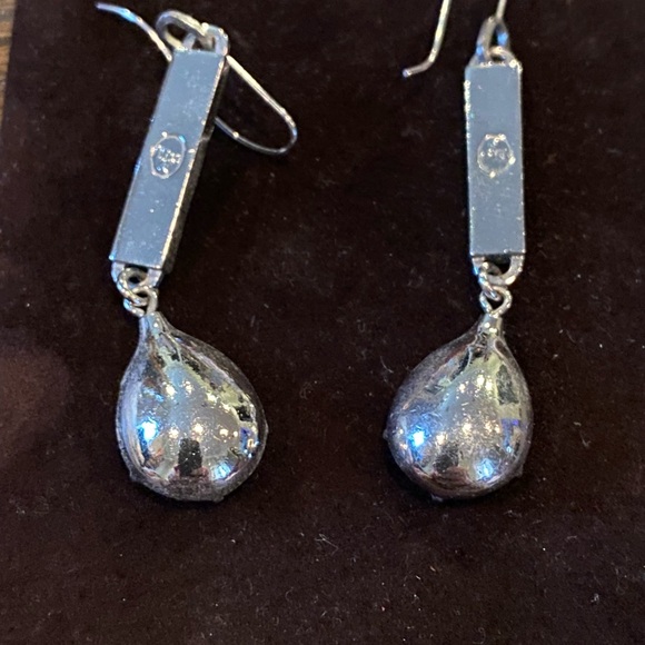 Vintage Silver DIOR Tear Drop Logo Earrings (Silver) - Picture 7 of 7